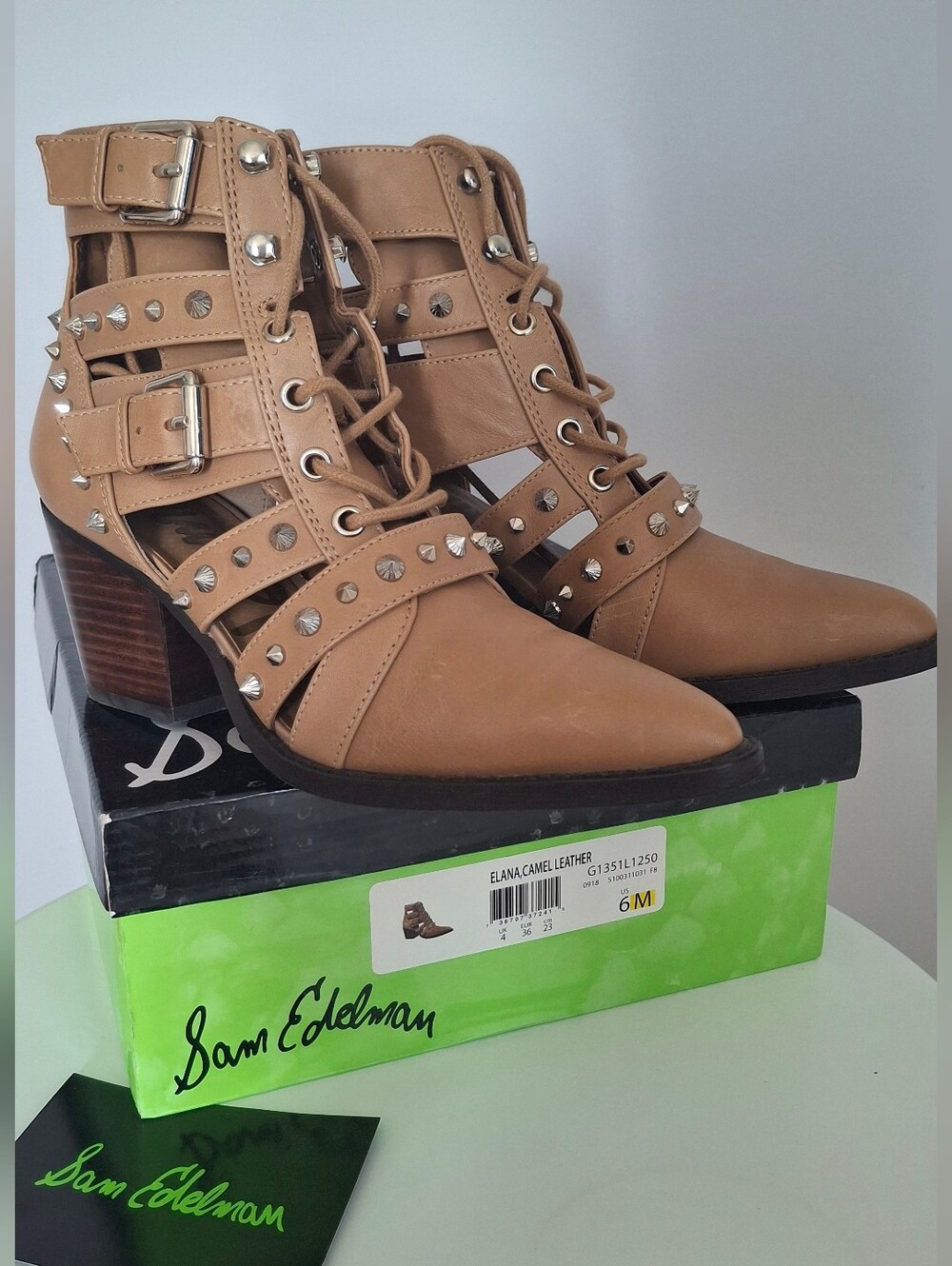 Sam Edelman Elana Studded Gladiator Booties 6M EUC w/Box